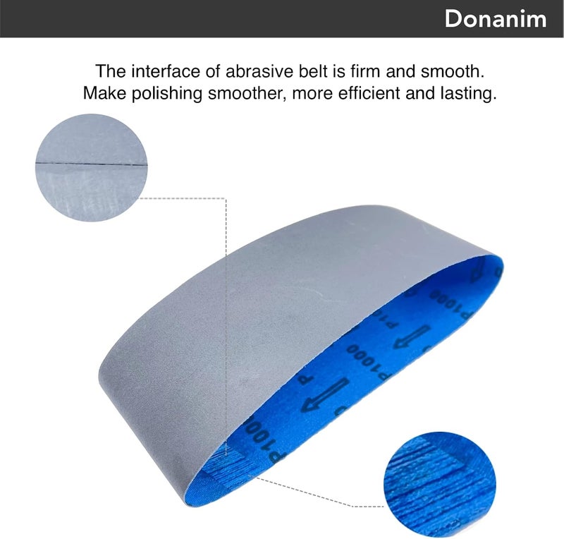 Donanim 4 x 36 Inch Silicon Carbide Sanding Belt, Knife Sharpening Sanding Belts Assortment 600 800 and 1000 Grits Sander Belts, 6 Pack - Image 3